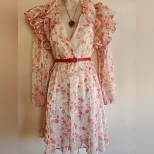 New - Ruffle Poof Sleeve Dress